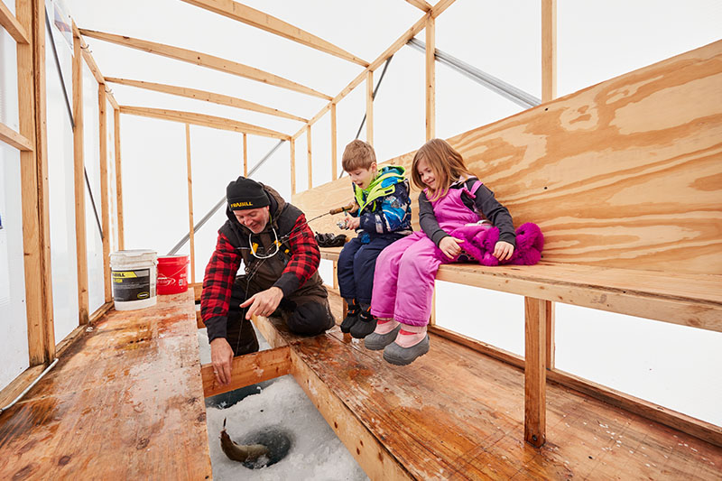 Ice Fishing, a popular thing to do in winter in Door County.